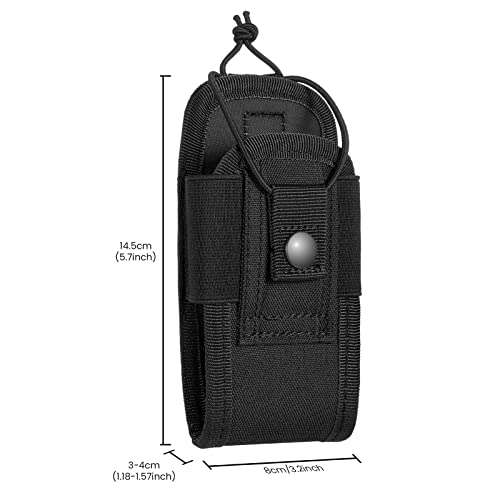 Tactical Radio Holder Radio Holster Molle Radio Pouch Universal Radio Case Military Heavy Duty Radio Bag for Police Firefighter Two Ways Walkie Talkies Vest (Black-small)
