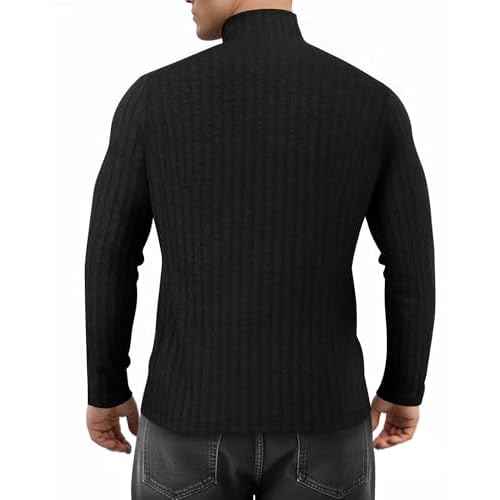 MANGOPOP Men's Mock Turtleneck Long Sleeve Shirts Fleece Ribbed Knit Pullover Sweater Basic Thermal Undershirt Tops 2025