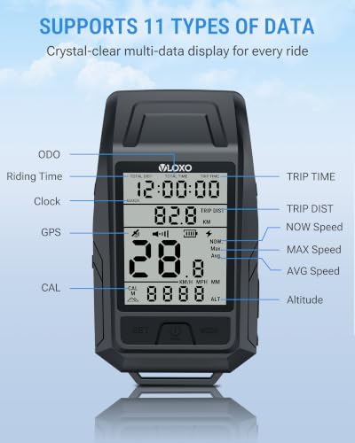 VLOXO GPS Bike Computer with Headlight & Wireless Odometer, 3-in-1 Cycling Tracker