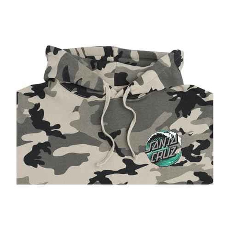Wave Dot Hooded Pullover Heavyweight Fleece Sweatshirt