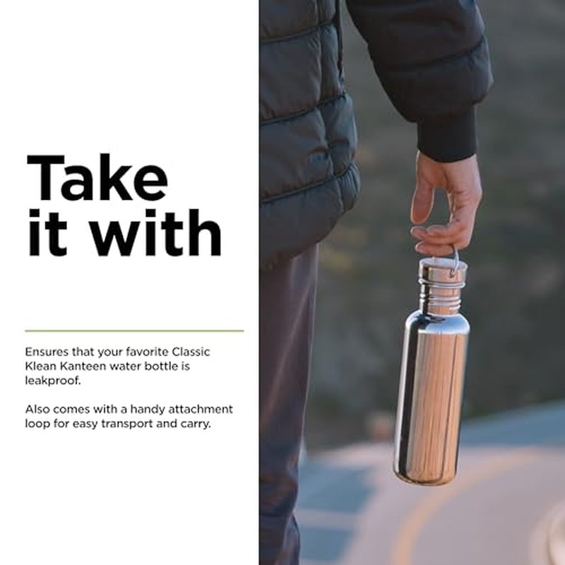 Klean Kanteen Classic Bamboo Cap - Stainless Steel Water Bottle Lid - Made with Sustainably Sourced Bamboo - Brushed Stainless Steel - BPA Free