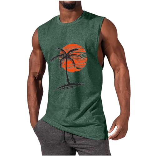 Prime of Day Deals Today 2024, Men's Undershirts Tank, Tank Tops Men Summer Sleeveless Tropical Beach Shirts Palm Tree Print Hawaiian T-Shirt Casual Muscle Sports Basic Tees