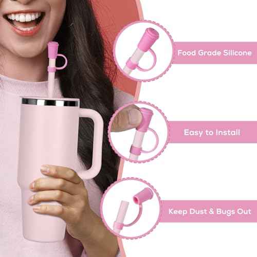 Straw Cover Cap for Hydro flask tumblers - Dust Proof 10mm Silicone Stoppers compatible with Hydroflask Press-in Straw Lid