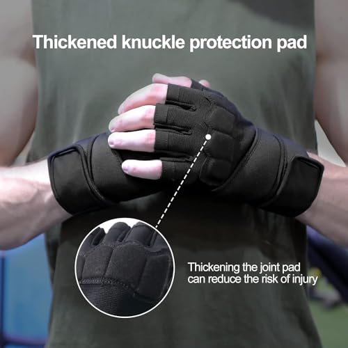 Workout Gloves for Men and Women Gym Weight Lifting Padded Gloves with Wrist Wrap Support, Full Palm Protection & Silicone Grip Gym Gloves,Cross Training, Fitness