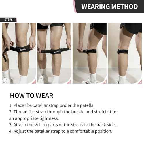 GOUNOD Patellar Tendon Support Strap 2 Pack,Knee Strap for Knee Pain Relief,Patella Band for Basketball, Jumpers Knee, Tendonitis, Running, Hiking, Soccer, Osgood Schlatter£¨Black£©