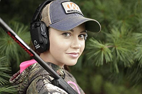 Walker's Razor Slim Shooter Electronic Hunting Folding Hearing Protection Earmuffs with 23dB Noise Reduction and Shockproof Carrying Case, Black