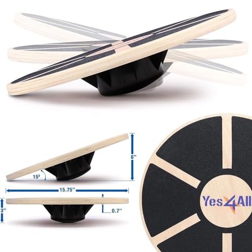 Yes4All Versatile Wooden Wobble Balance Trainer Board with 360 Degree Rotation, Balance Board for Standing Desk, Core Training, Exercise Balance Stability Trainer 15.75 inch