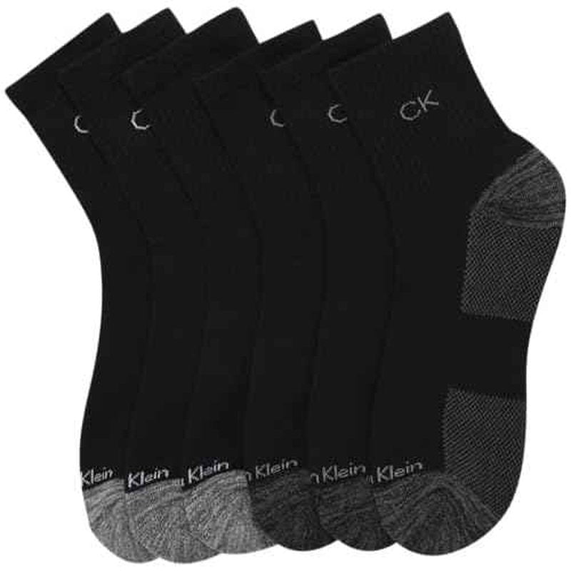 Calvin Klein Mens Socks - Athletic Cushioned High Quarter Cut Socks (6 Pack)