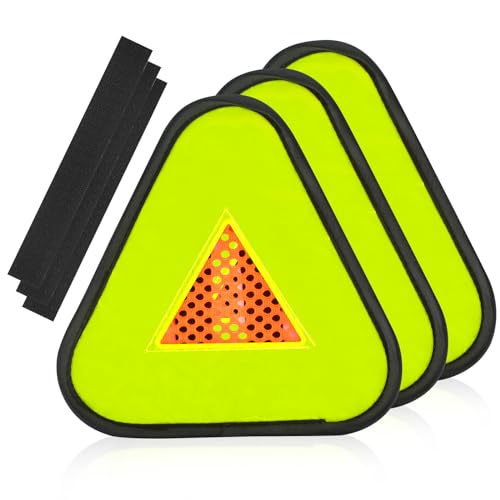 1 Pack Reflective Yield Symbol 7 * 7inch Reflective Safety Triangle Bike Reflective Triangle Sign High Visibility Safety Flag With Magic Adhesive Strap for Safety at Night Bike Recumbent Trike