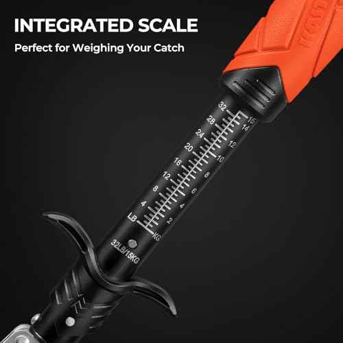 KastKing Paradox 11" Stainless Steel Lip Grip with Integrated Scale, Corrosion-Resistant, Non-Slip Handle, Swivel Jaws, 32lbs Scale Design, Durable Fishing Tool for Safe, Easy Catch & Release