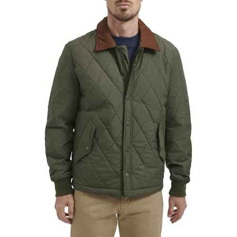 DOCKERS mens Diamond Quilted Jacket With Corduroy Collar