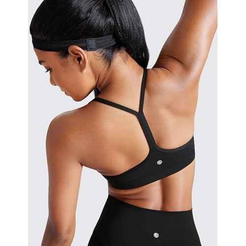 CRZ YOGA Womens Butterluxe Y Back Sports Bra - Padded Racerback Low Impact Spaghetti Thin Strap Workout Yoga Top