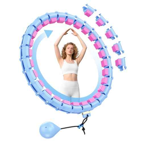 65 Inch Adjustable Weighted Hula Detachable Hoop for Adults Weight Loss, Plus Size Quiet Infinity Fitness Hoop with 32 Links, Non-Drop Funny Smart Exercise Hoops for Women and Beginners