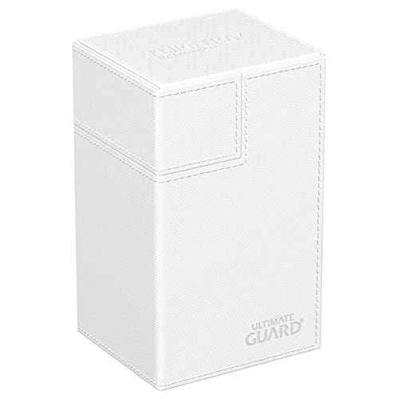 Ultimate Guard Flip'n'Tray 80+, Deck Case for 80 Double-Sleeved TCG Cards + Dice Tray, White, Independent Magnetic Closure & Microfiber Inner Lining