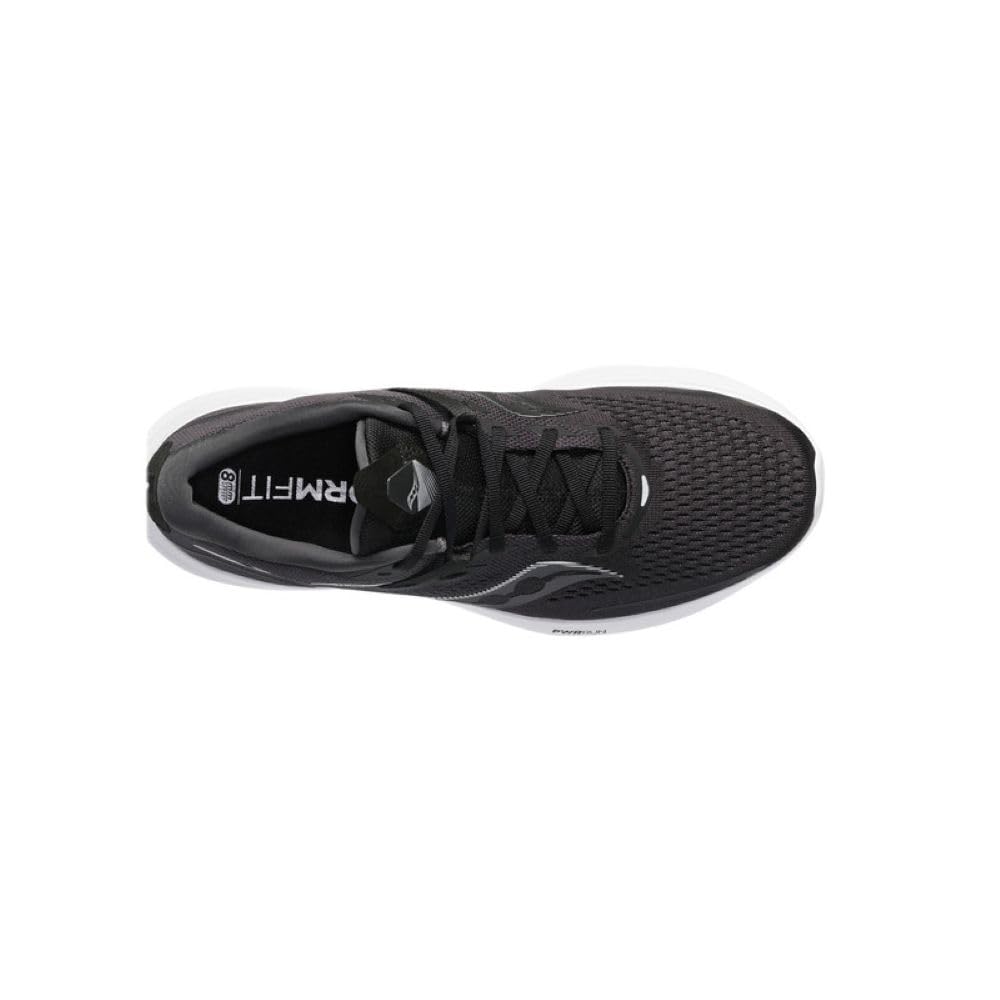 Saucony Men's Ride 15 Sneaker, Black/White, 10
