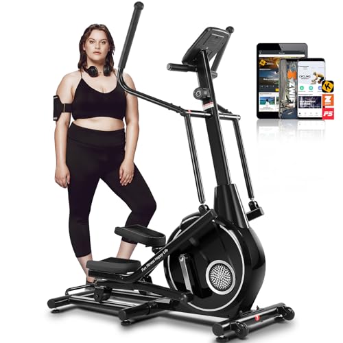 ANCHEER Elliptical Machine, 98% Pre-Installed Elliptical Exercise Machine with APP Hyper-Quiet Front Driving System, Elliptical Trainer with 22 Resistance Levels, 450LBS Weight Capacity (Black)