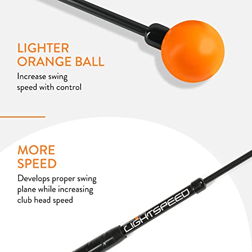 Orange Whip Lightspeed Golf Swing Trainer Aid Patented & Made in USA- Speed Stick Improves Speed, Distance and Accuracy (45")