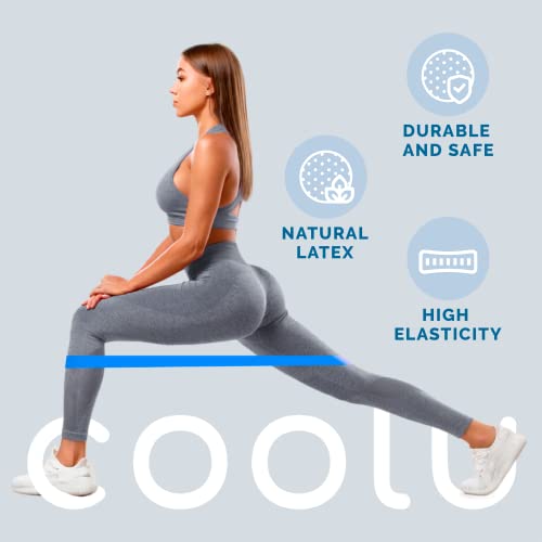 COOLU Mini Resistance Loop Bands – Set of 5 Stretching Training Bands for Home Workout, Fitness, Gym, Physical Therapy, Exercise, Yoga, Pilates for Women and Men – with Special Carry Bag