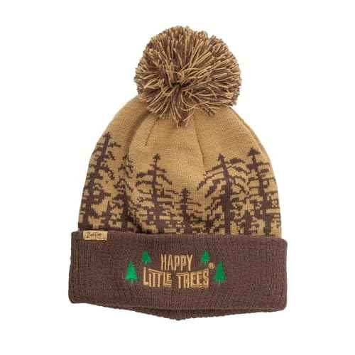 Calhoun Officially Licensed Bob Ross Happy Litte Trees Jacquard Knit Roll Up Beanie