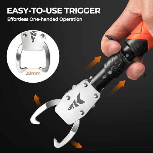 KastKing Paradox 11" Stainless Steel Lip Grip with Integrated Scale, Corrosion-Resistant, Non-Slip Handle, Swivel Jaws, 32lbs Scale Design, Durable Fishing Tool for Safe, Easy Catch & Release
