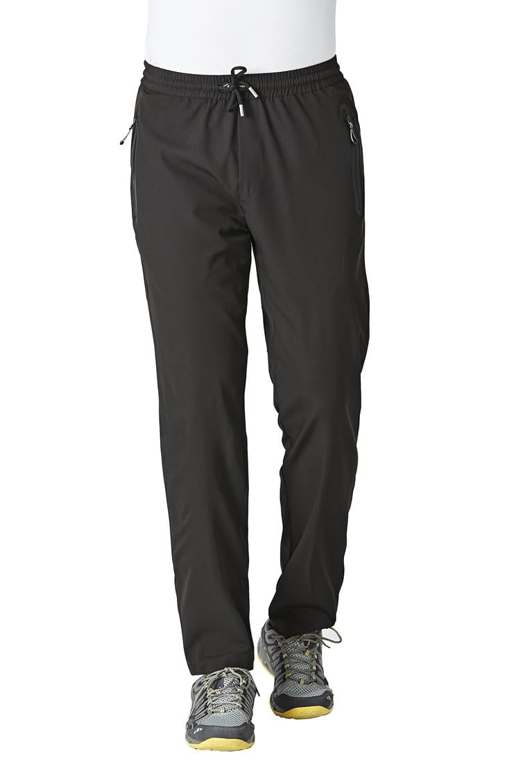 Rdruko Men's Casual Pants Lightweight Quick Dry Hiking Workout Running Sports Sweat Pants with Pockets(Black, US XL)