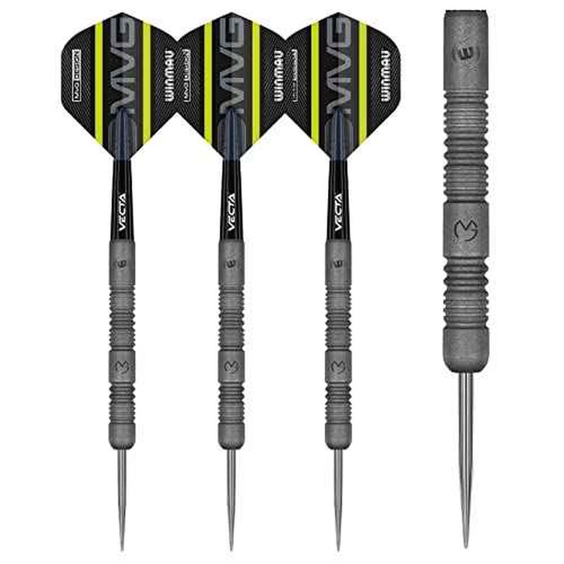 WINMAU Darts Set - Michael Van Gerwen MvG Exact Steeltip Darts - Includes Darts Flights & Stems, Available in 21.5g, 23g, 24g & 25g, Professional 90% Tungsten Darts Set