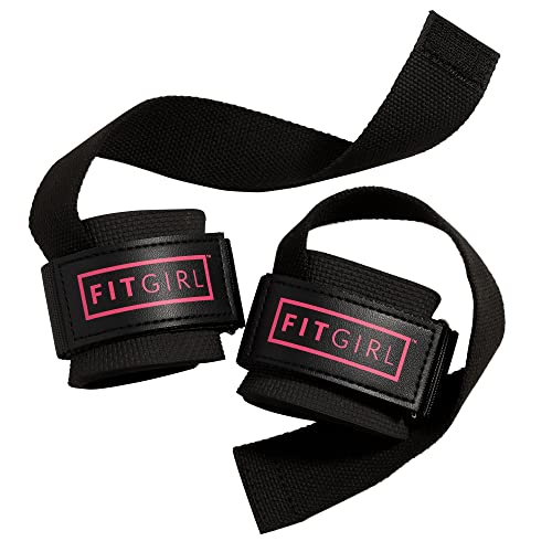 FITGIRL - Wrist Straps for Weightlifting for Women, Gym Lifting Wraps to Improve Muscle Gain for Legs, Back, Shoulders, Core (Black)