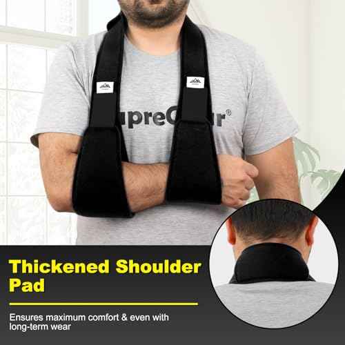 supregear Arm Sling Shoulder Immobilizer, Rotator Cuff Support Brace, Lightweight Comfortable Sling for Shoulder Injury, Broken, Dislocated, Fracture, Strain, Left Right, Men Women, Black