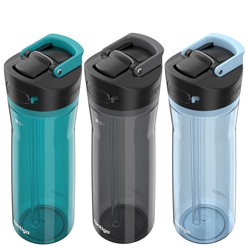 Contigo AUTOSPOUT Water Bottle 24 oz Leakproof Design Juniper/Sake/Glacier 3-Pack