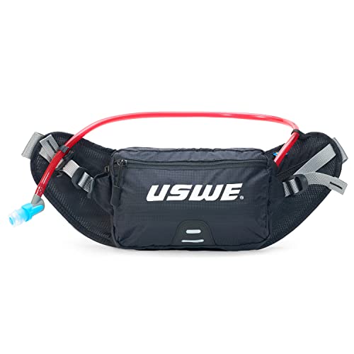 USWE Zulo Hydration Hip Pack - with Organizer and Side Pockets, Bounce Free Hip Belt (2L, Black)