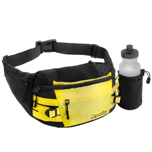 Zavothy Waist Bag for Women Fashion Fanny Pack Men Hiking Waist Packs for Running Hiking Gear with Detachable Water Bottle Holder for Walking Hiking Cycling