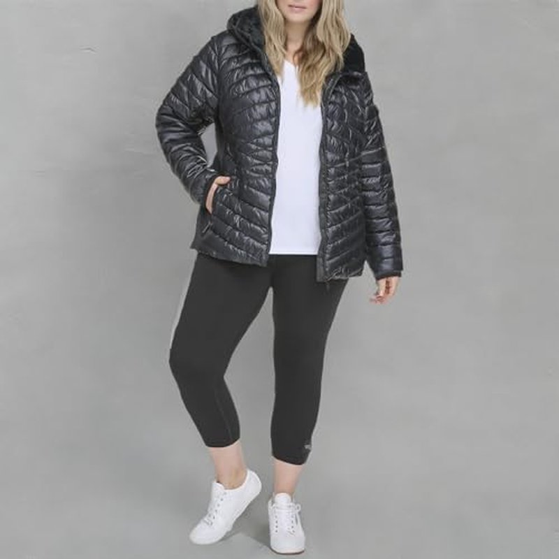 Calvin Klein Women's Performance Outerwear,Metallic Black,1X