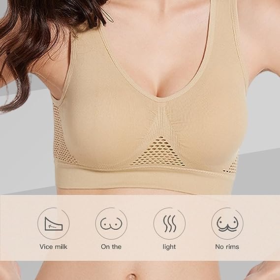 2024 Upgrade Breathable Cool Liftup Air Bra, Large Size Air Bra Breathable and Comfortable Mesh Sports Bra for Women Light Purple