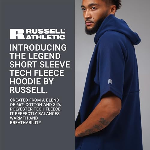 Russell Athletic Legend Tech Fleece Hoodie - Warm, Breathable Cage Jacket with Pocket - Outdoor & Everyday Comfort!