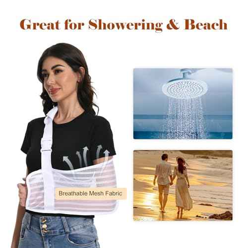 Arm Sling for Broken Arm Torn Rotator Cuff Shoulder Elbow Wrist Injury Mesh Adults Support Brace for Men and Women (White)