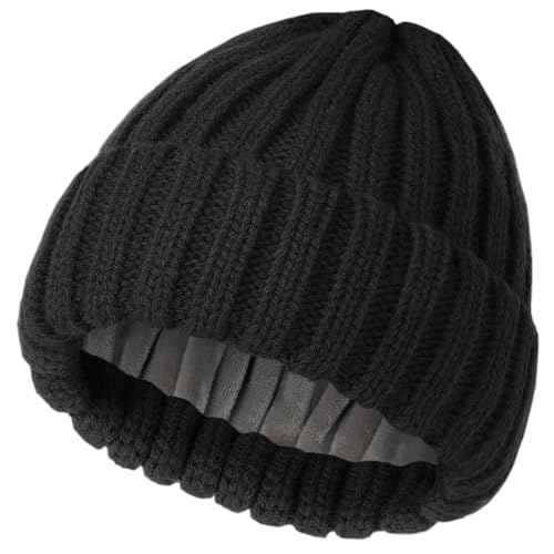 Winter Beanie Hat for Women Fleece Lined Beanies Soft Chunky Warm Wool Blend Knit Hats Womens Men Snow Cap