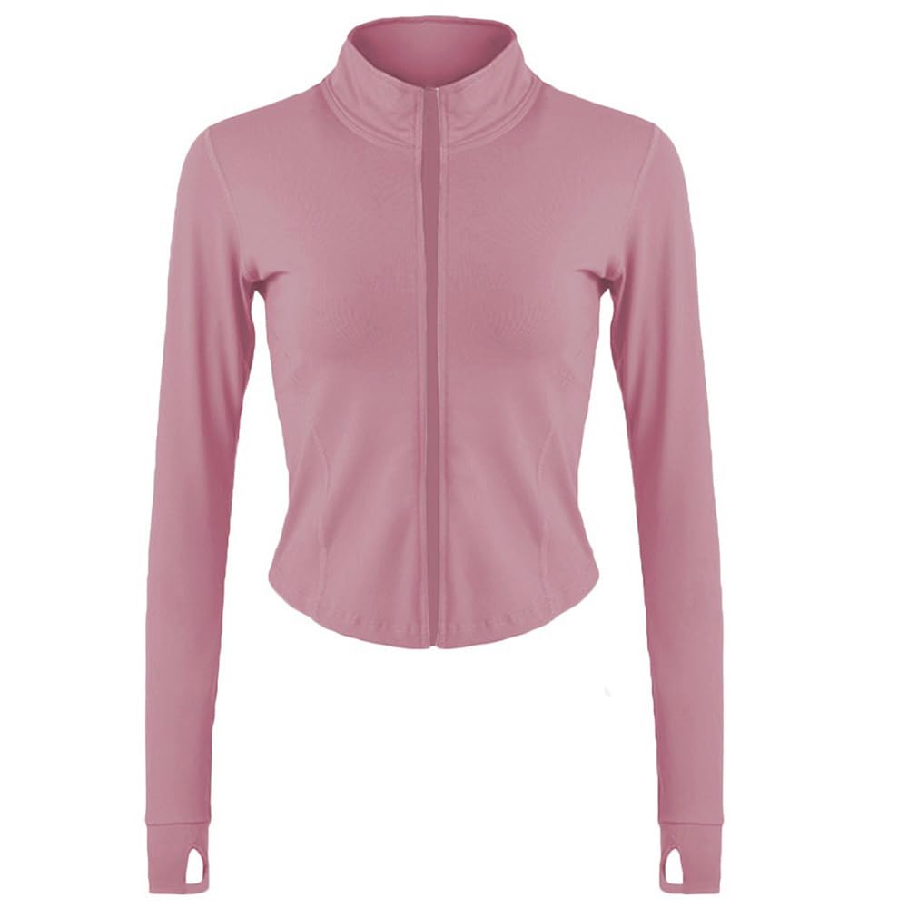 Lviefent Womens Lightweight Full Zip Running Track Jacket Workout Slim Fit Yoga Sportwear with Thumb Holes (Brick Red, X-Large)