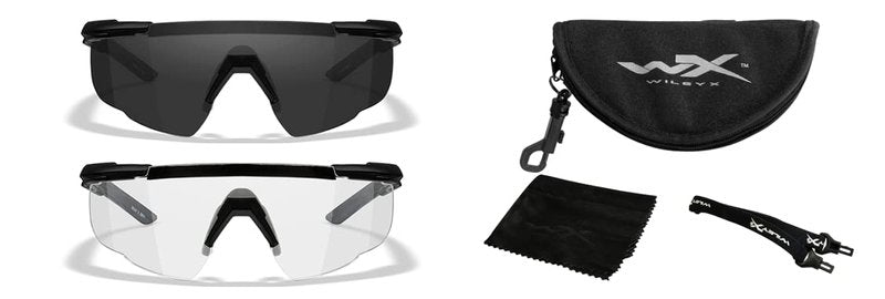 Wiley X Saber Advanced Shooting Glasses ANSI Z87.1+ Safety Sunglasses for Men and Women, UV and Eye Protection for Hunting and Shooting Matte Black Frames, Smoke Grey and Clear Lenses, Ballistic Rated