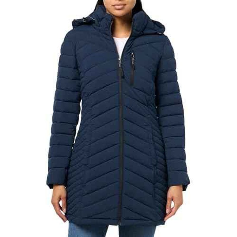 Nautica Women's Stretch Puffer Jacket ? Midweight Quilted Coat Detachable Hood