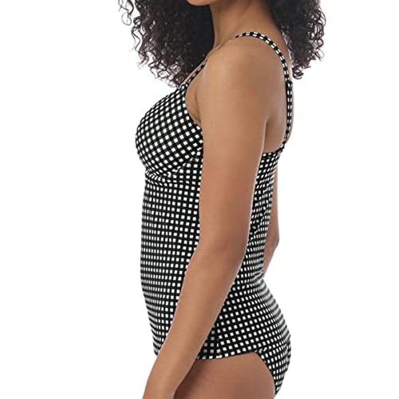 Freya Womens Check in Uw Plunge Tankini Top