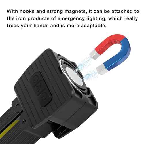 Gym Lamp for Posing, Portable Magnetic LED Bodybuilding Lamp 180 Degree Folding Work Magnet Light Flashlight with Hang Hook 7-Level Dimming and 4 Light Modes for Fitness