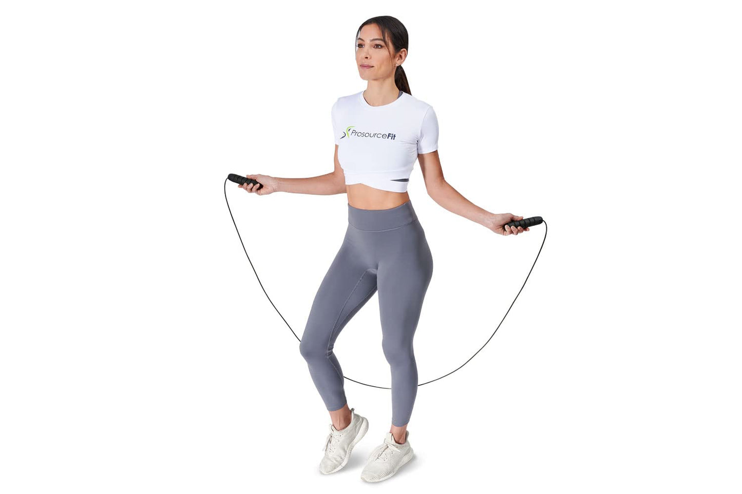ProsourceFit Speed Jump Rope up to 8 Foot Adjustable Length for Men and Women, Foam Handles, Ultra Light Rope for Boxing, Jumping Exercises and Cardio Workout, Black