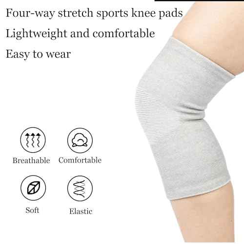 Bamboo Charcoal Knee Sleeve - Bamboo Compression Knee Sleeve for Men and Women - Elastic Warm Knee Brace for Arthritis(Gray, Medium)