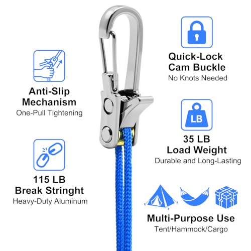 6 Pack Rope Tensioner Kit for Camping Tents, Tarps, and Boating - Secure & Quick Tie