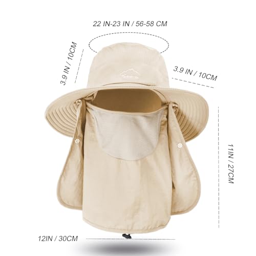 ZOORON Sun Hats for Men Women UPF 50+ Bucket Hat UV Protection Boonie Hat for Fishing Hiking Garden Safari Beach with Face Cover & Neck Flap