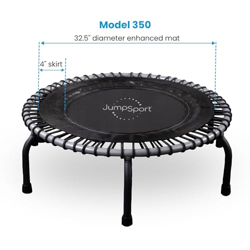 JumpSport 350/350f/370 Premium Fitness Trampoline, 39" | Exercise Rebounder | 30 Adjustable Bungees | 275 lb Wt. Rating