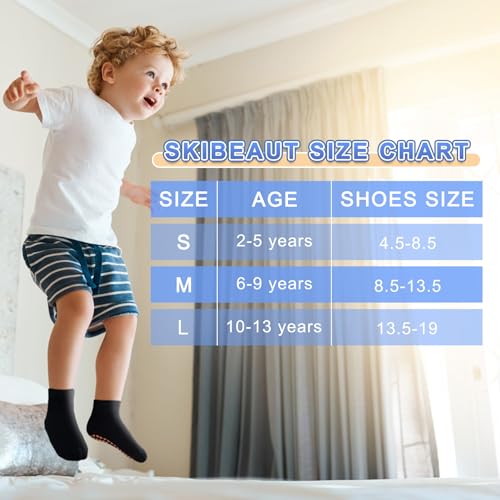 SkiBeaut Kid Trampolines Socks Ankle Grips Non Slip Child Socks for Boys Girls 2-5/6-9/10-13 Years