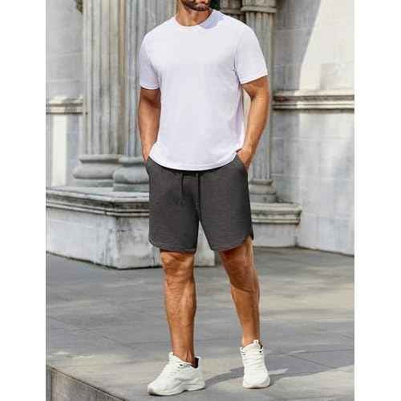COOFANDY Men's 2 Pack Gym Shorts 7 inch Athletic Workout Shorts Drawstring Sweat Shorts with Zipper Back Pocket