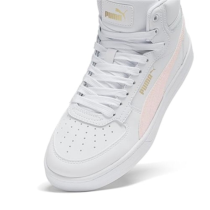 PUMA Kids' Caven 2.0 Mid Sparkle PUMA White-Peach Smoothie-Gold Big Kid 6.5