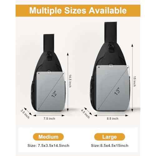 Crossbody Bags for Women Man, Waterproof Sling Bag Backpack Trendy Casual Cross Body Bags with Convertible Shoulder Strap Chest Bag for Camping Hiking Travel Essentials (Black, Medium)